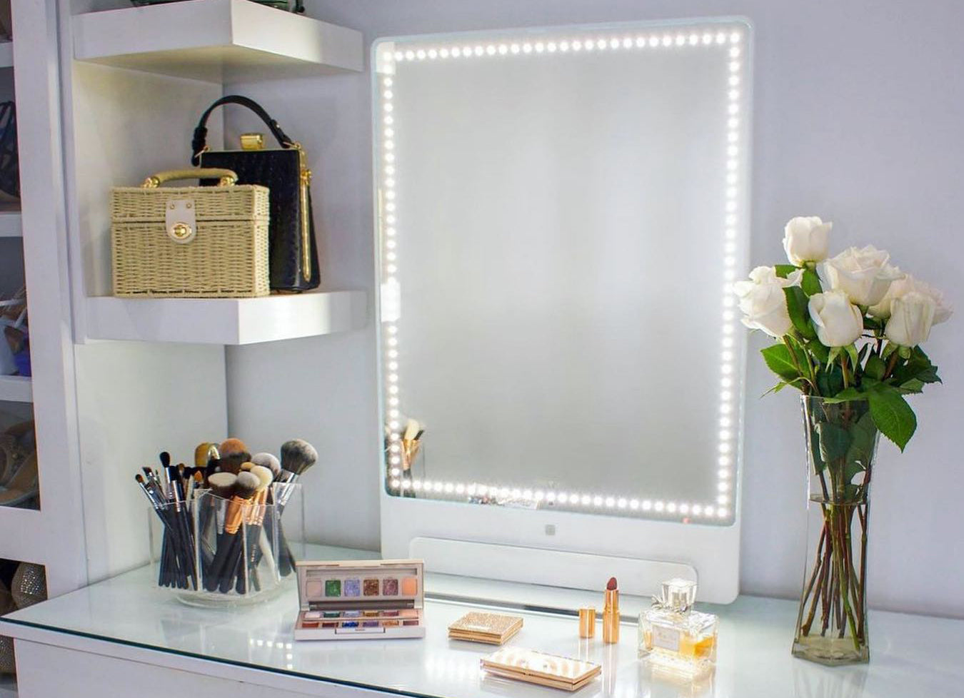 RIKI TALL illuminated tabletop decorative mirror