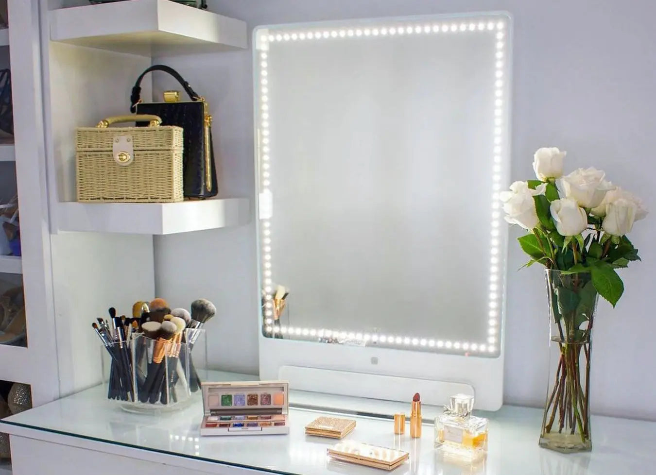 RIKI TALL illuminated tabletop decorative mirror