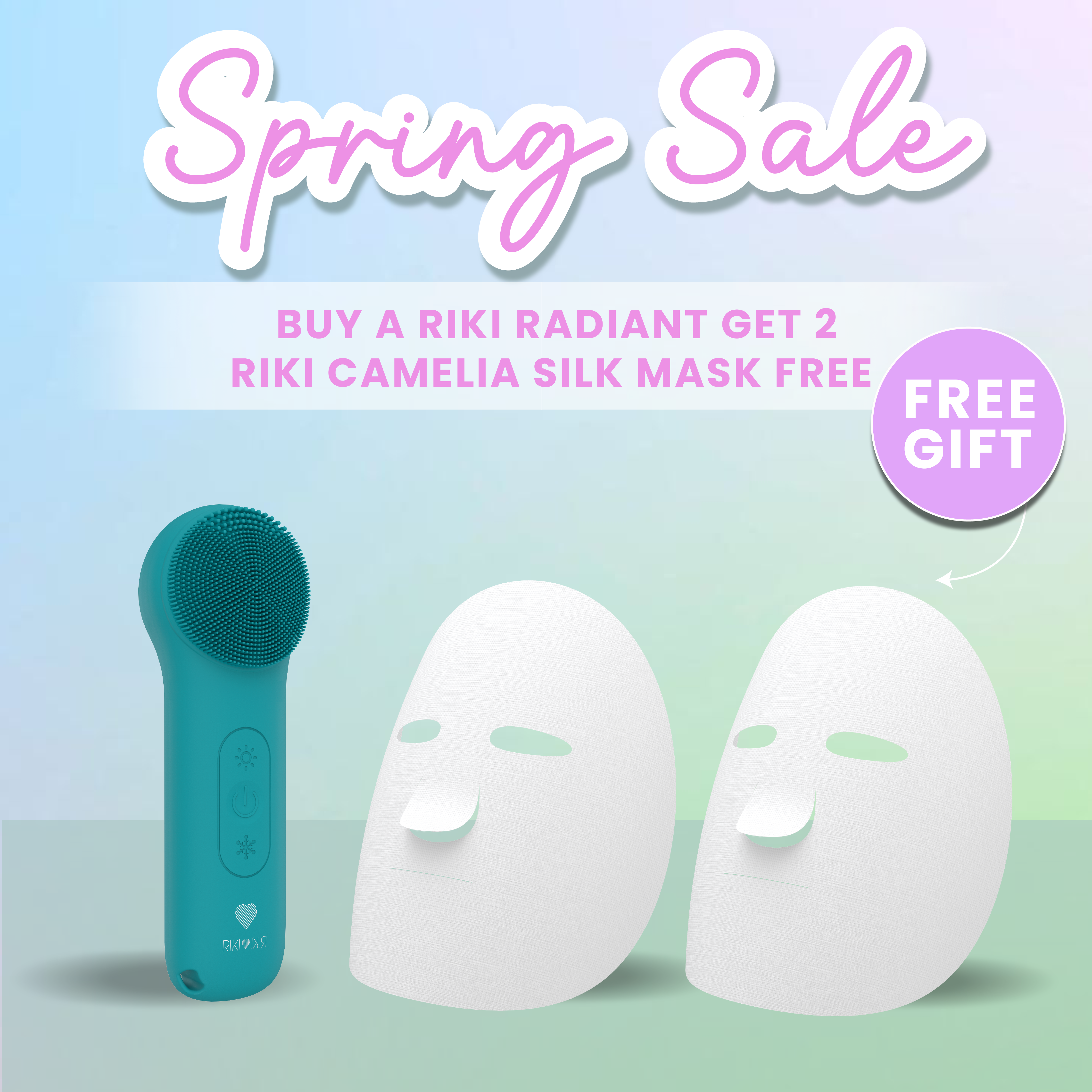RIKI RADIANT & 2 Packs of RIKI Camelia Anti-Aging Peptide Silk Mask | International Warehouse