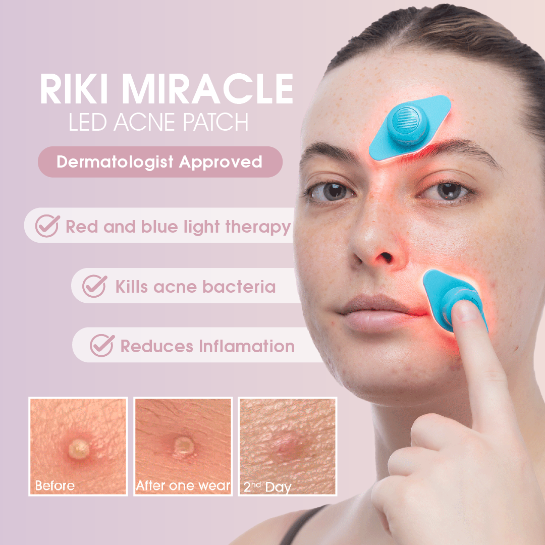 RIKI Miracle LED Therapy Acne Patch with charging case
