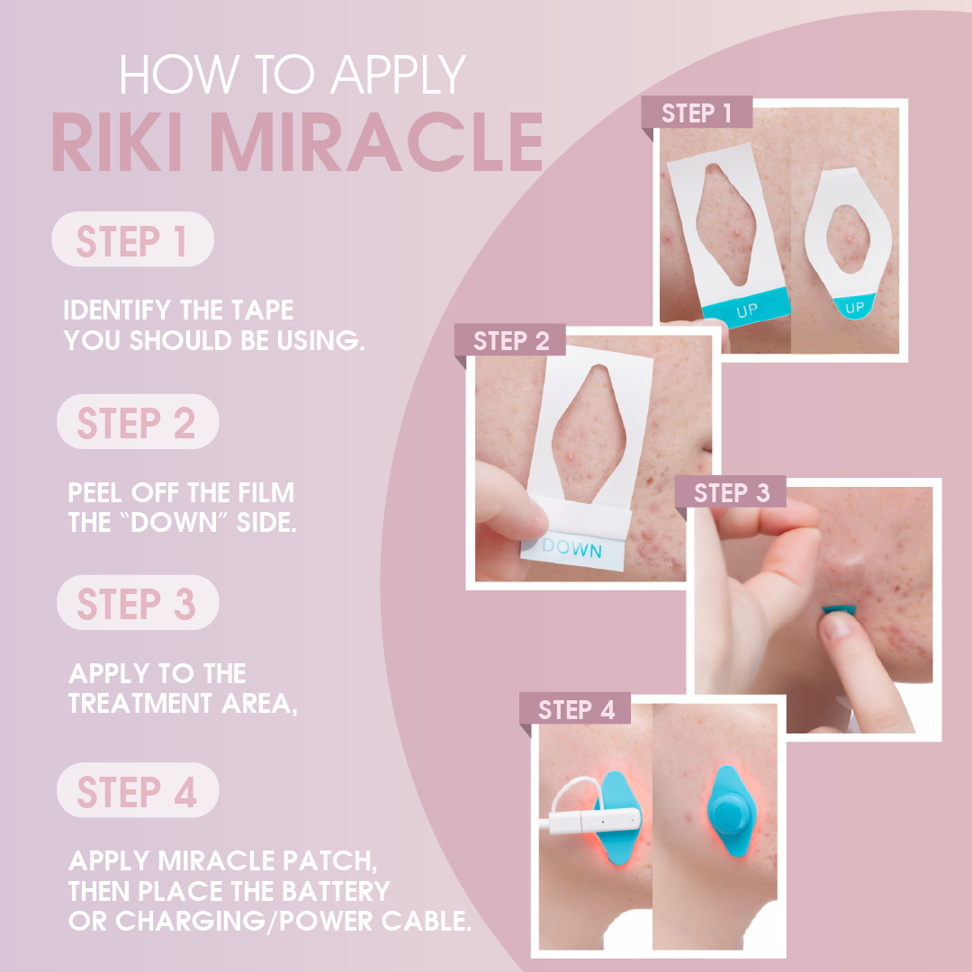 RIKI Miracle LED Therapy Acne Patch application on the skin