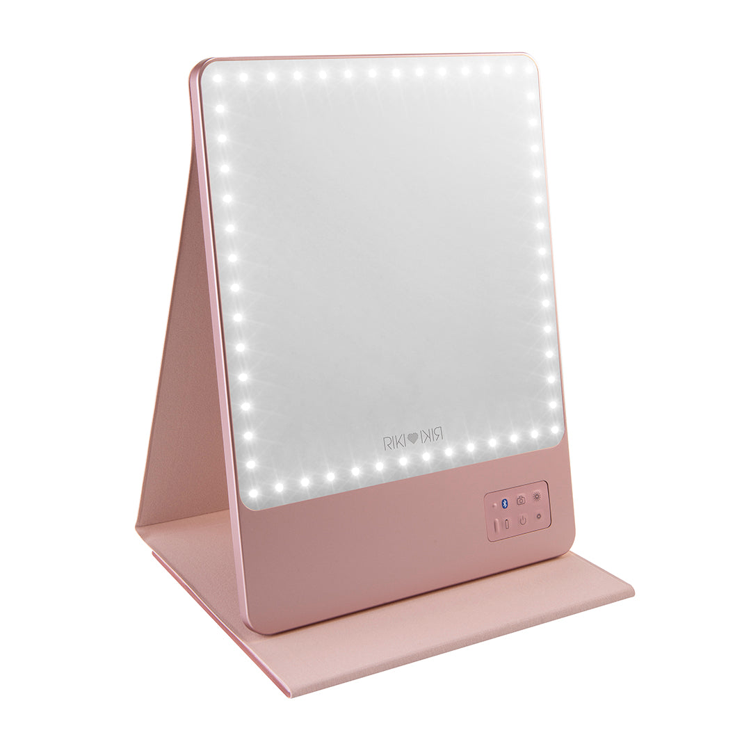 Rose Gold Riki Loves Riki Skinny Flip Case for makeup mirror protection and angle adjustment