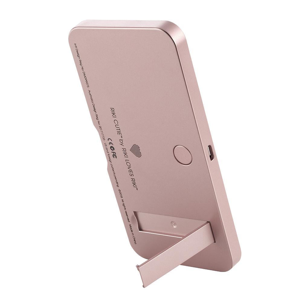 Riki Cutie Rose Gold Back Mirror - Stylish LED Pocket Mirror for Makeup Enthusiasts