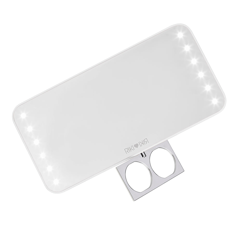 Riki Cutie White Pocket Mirror - Lightweight LED Mirror for Makeup Enthusiasts