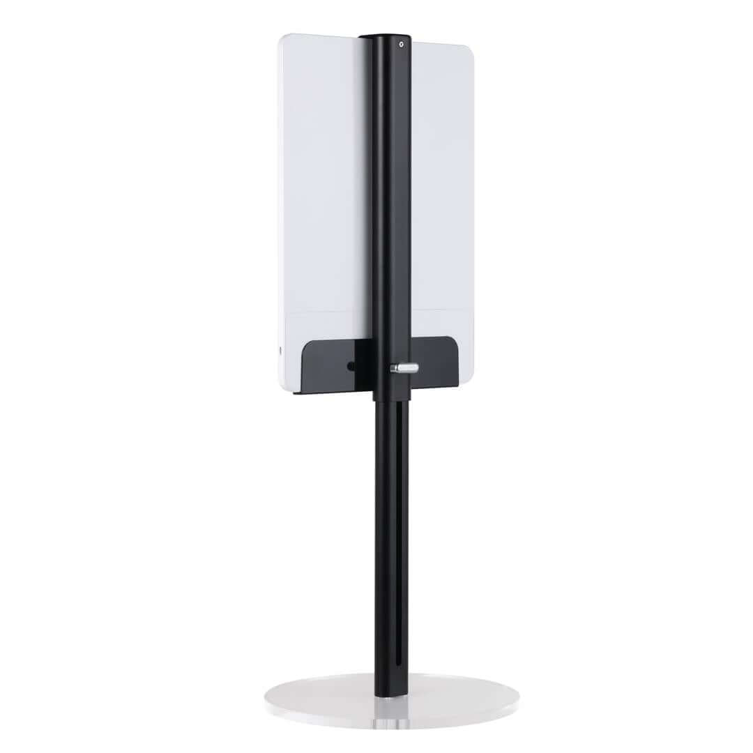 Back view of the portable RIKI Skinny Vanity Stand in black, showcasing its sleek design.