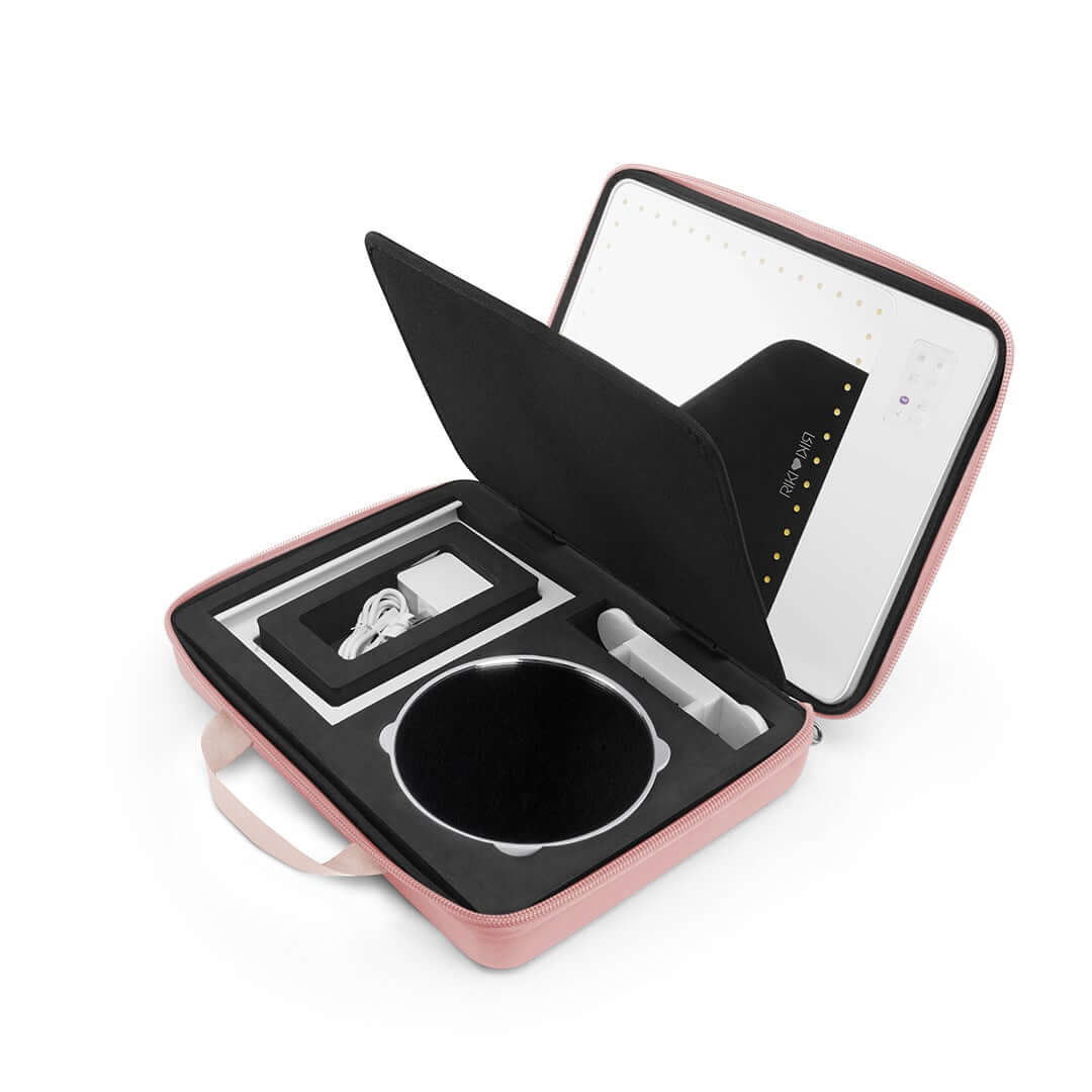 Sleek Rose Gold RIKI Carry Case Large for Makeup Mirror – Travel Confidently with RIKI!