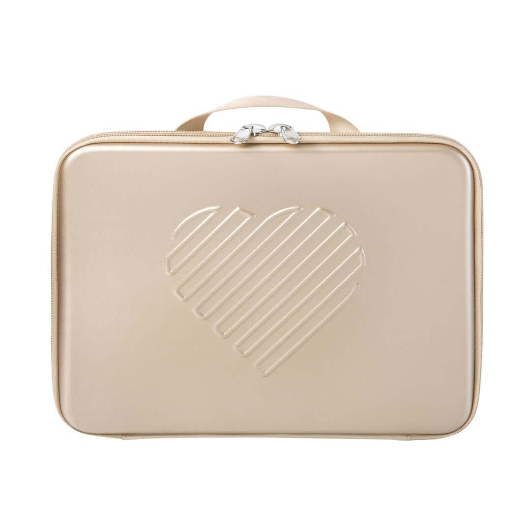 Elegant Champagne Gold RIKI Carry Case for Makeup Mirror – Travel in Luxury!