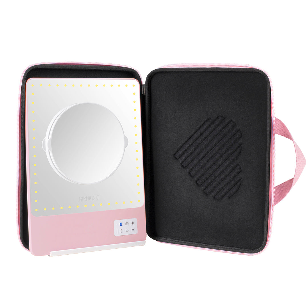 Chic Pink RIKI Carry Case for Skinny Magnification Mirror – Stylish and Secure!