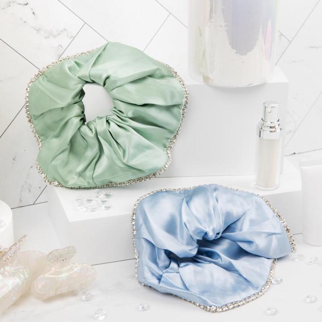 RIKI Crystal Hair Scrunchies: 100% silk for hair protection