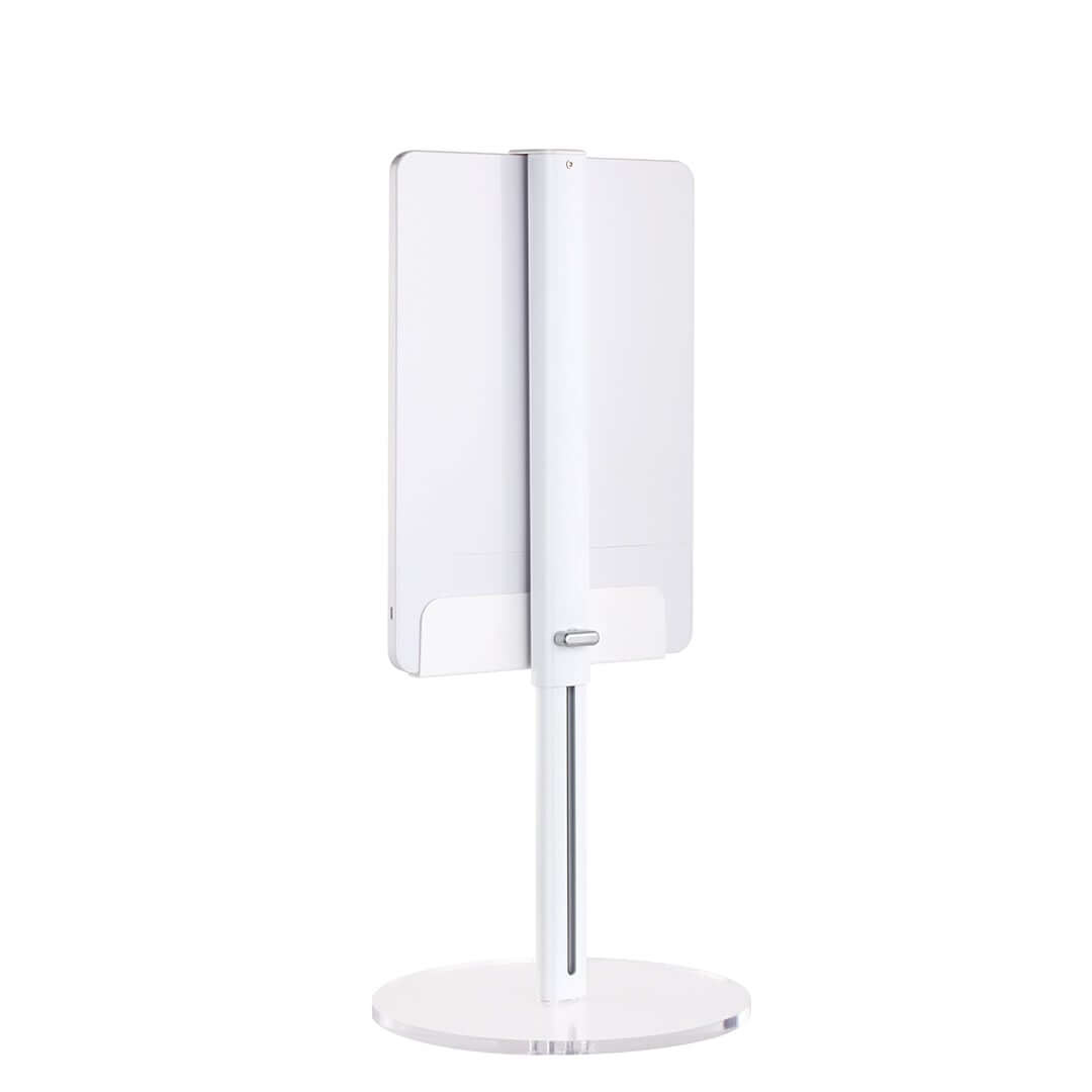 Back view of the RIKI Skinny Vanity Stand in white, showcasing its sleek design.