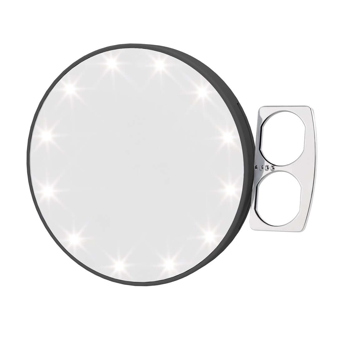 Discover flawless beauty with the RIKI SUPER FINE 5X Makeup Mirror in Black - Sample Sale!