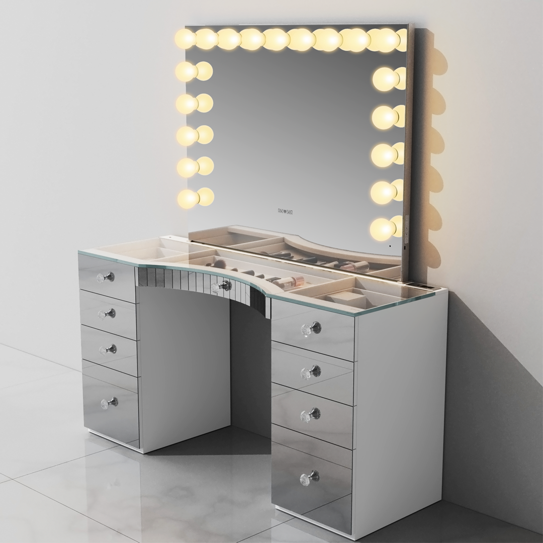 Riki Loves Riki stunning hollywood vanity with luxurious mirror, betther than impressions vanity. 