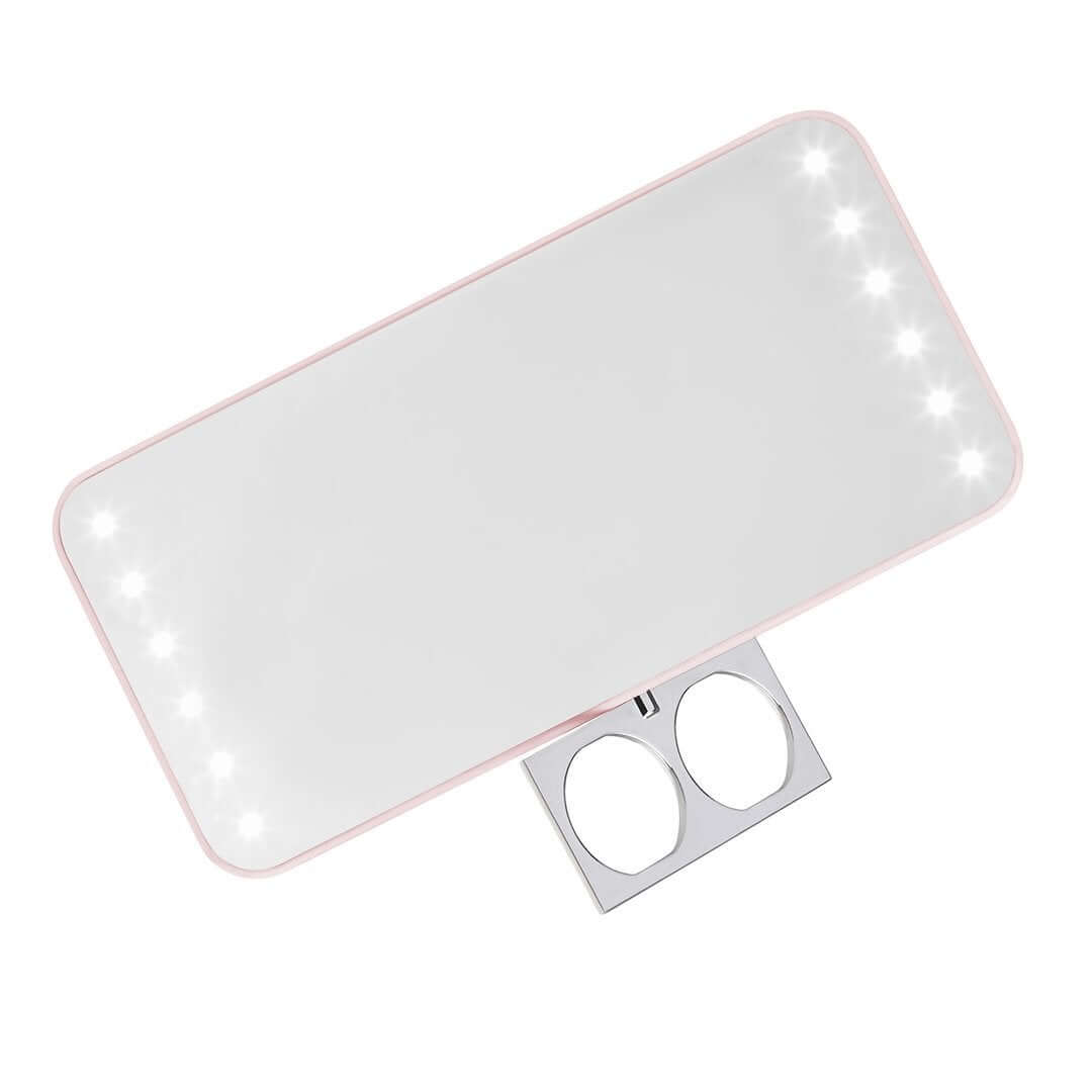 Riki Cutie Pink Pocket Mirror - Portable Vanity Mirror with LED Lights