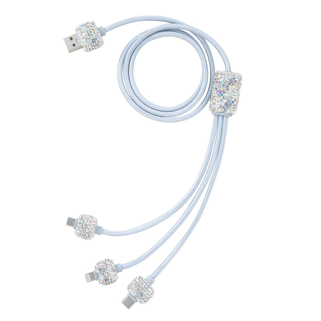 All-in-one RIKI Crystal Charging Cable in White for your smart devices