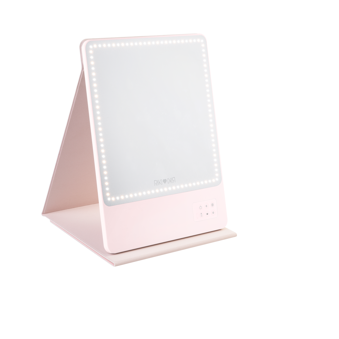 RIKI SKINNY ECO Glam On-the-Glow Set in Pink, compact travel mirror