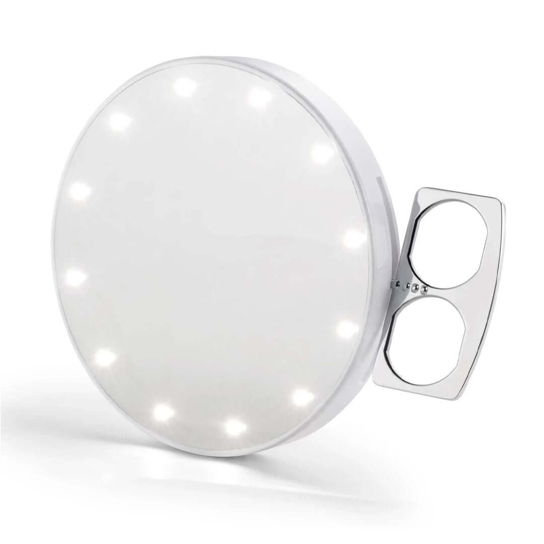 Discover flawless beauty with the RIKI SUPER FINE 7x Makeup Mirror in White