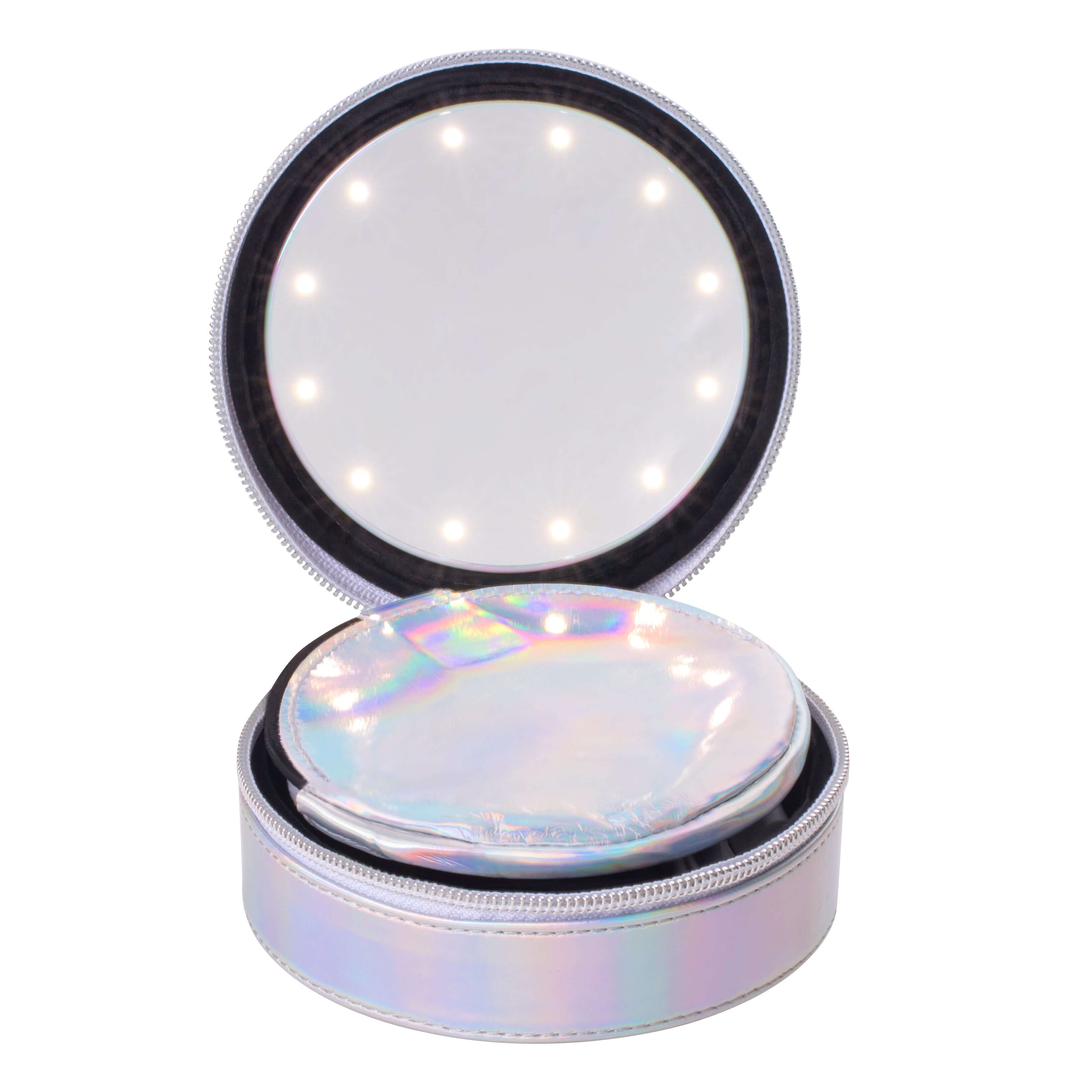 Glow with confidence using the RIKI SUPER FINE LED Purse Mirror in Iridescent