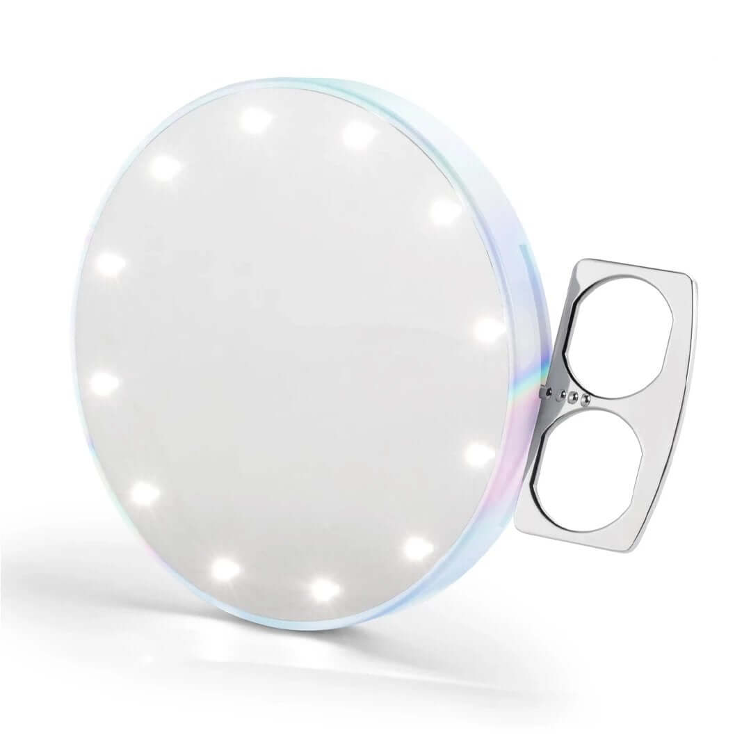 Grab your glam with the RIKI SUPER FINE Lighted Purse Mirror 7x Sample Sale in Iridescent