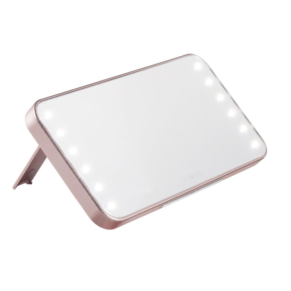 Riki Cutie Rose Gold Horizontal Mirror - Compact LED Vanity Mirror for Makeup Artists