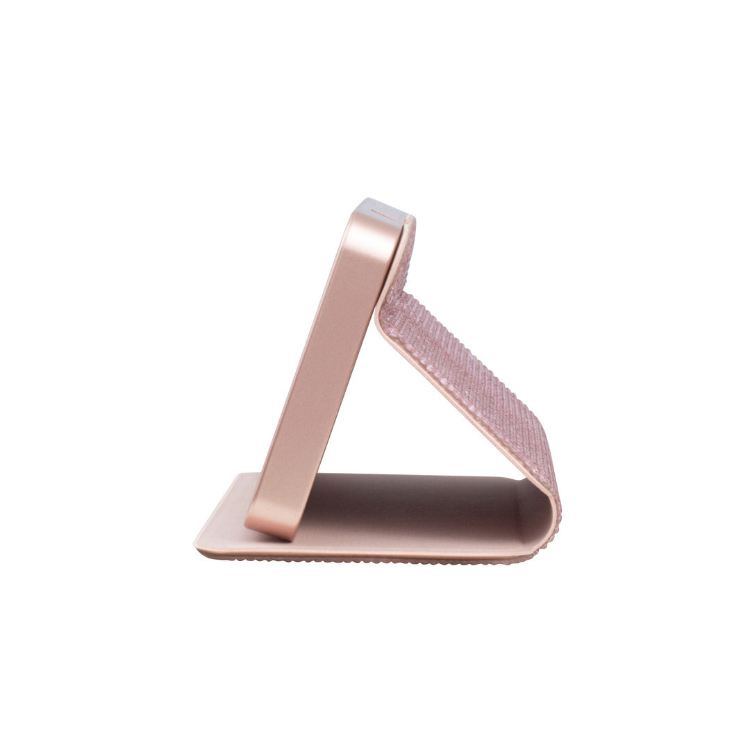 Cover Stand for the Sparkle RIKI Powerful LED-lighted mirror and power bank in  rose gold by RIKI LOVES RIKI, designed for your comfort and convenience during touch-ups with an led compact mirror.