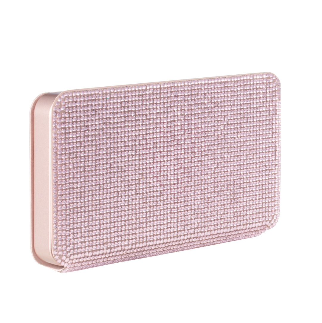 Front view of the Sparkle RIKI Powerful LED-lighted mirror and power bank in rose gold by RIKI LOVES RIKI, your go-to beauty companion with a travel makeup mirror with lights.