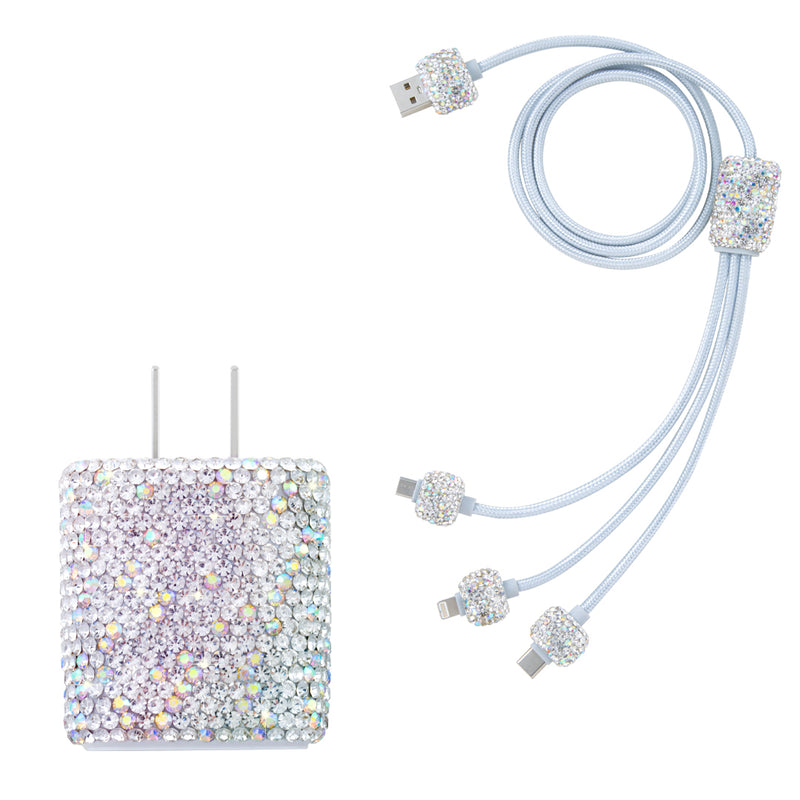 RIKI Crystal Charging Cable & Cube - RIKI LOVES RIKI WHITE / CHARGING CABLE & CUBE (US PLUG) RIKI LOVES RIKI ACCESSORIES RIKI Crystal Charging Cable & Cube